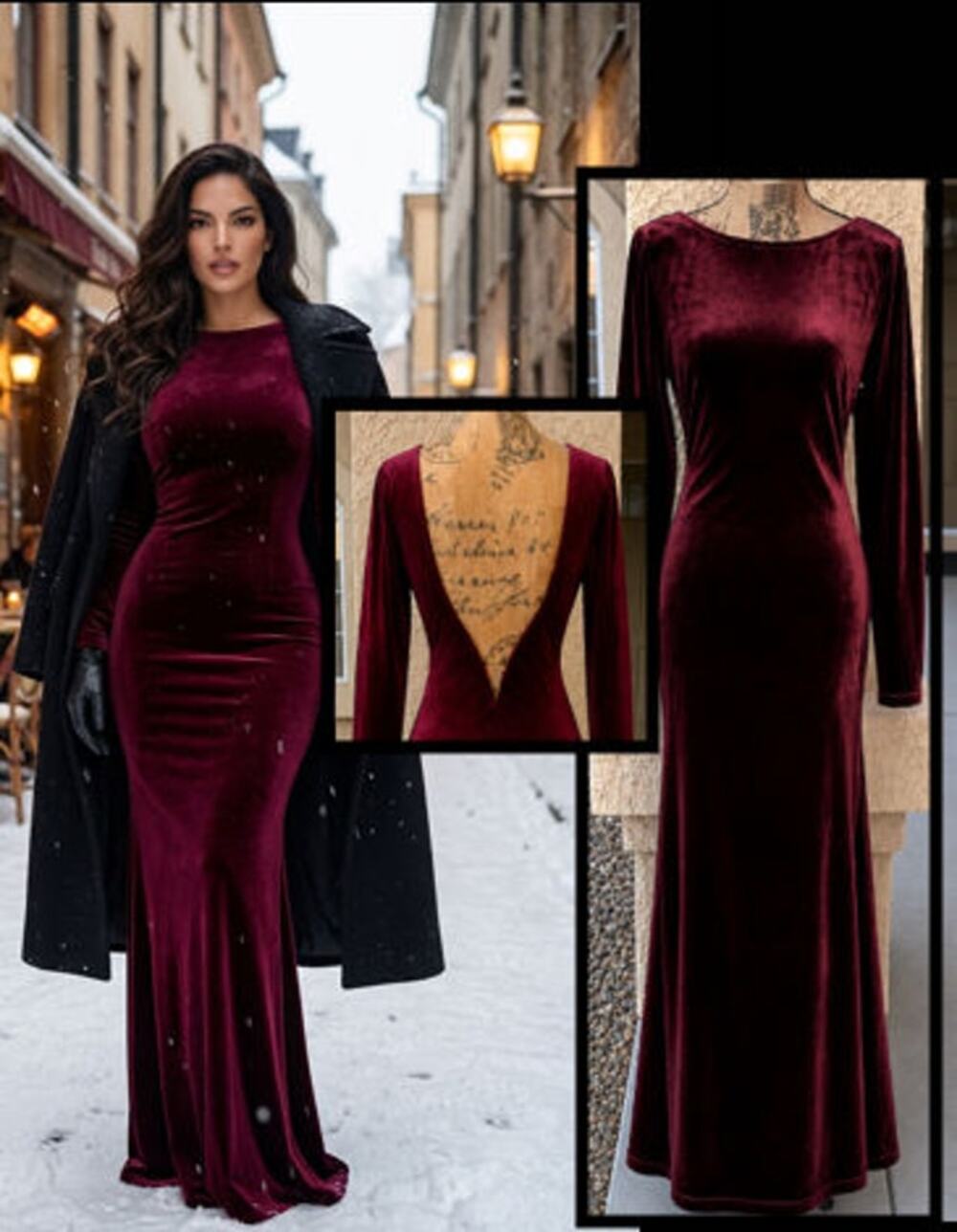Lulus Rabeya Burgundy Velvet Backless Mermaid Maxi Dress Size L